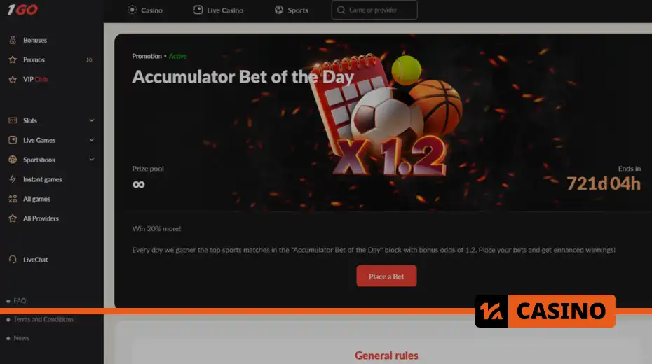 1Go casino daily combo how to get – steps to activate the bonus and place the combo