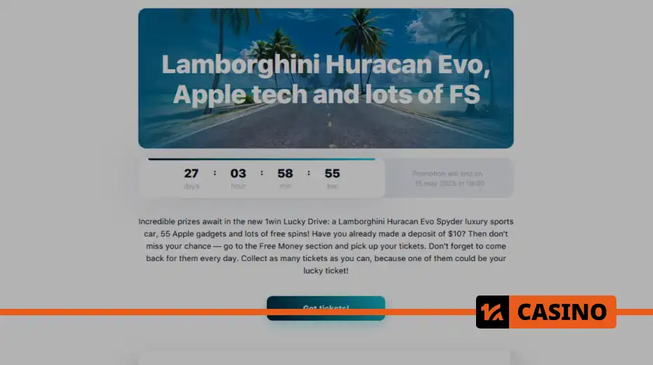 1win Lucky Drive ödülleri: Lamborghini, Apple ürünleri ve aktif kullanıcılar için free spin’ler
