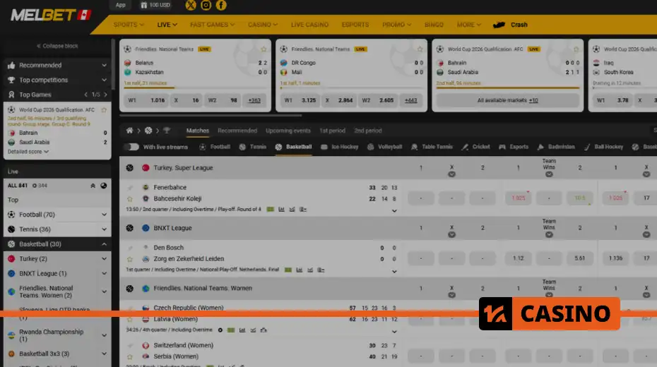 Ставки на баскетбол Melbet что есть в росписи