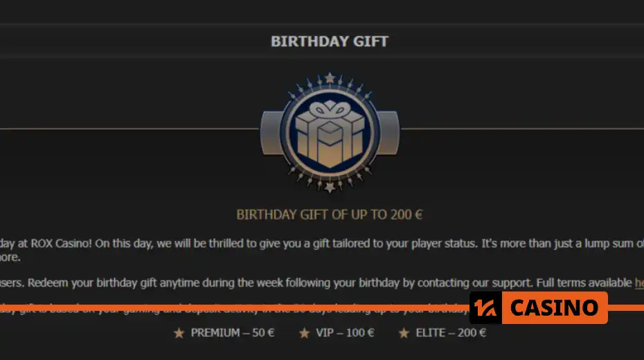 Birthday gift in Rox casino: steps to get the bonus