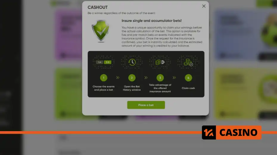 Cashout in Fresh casino using the insurance feature in live mode