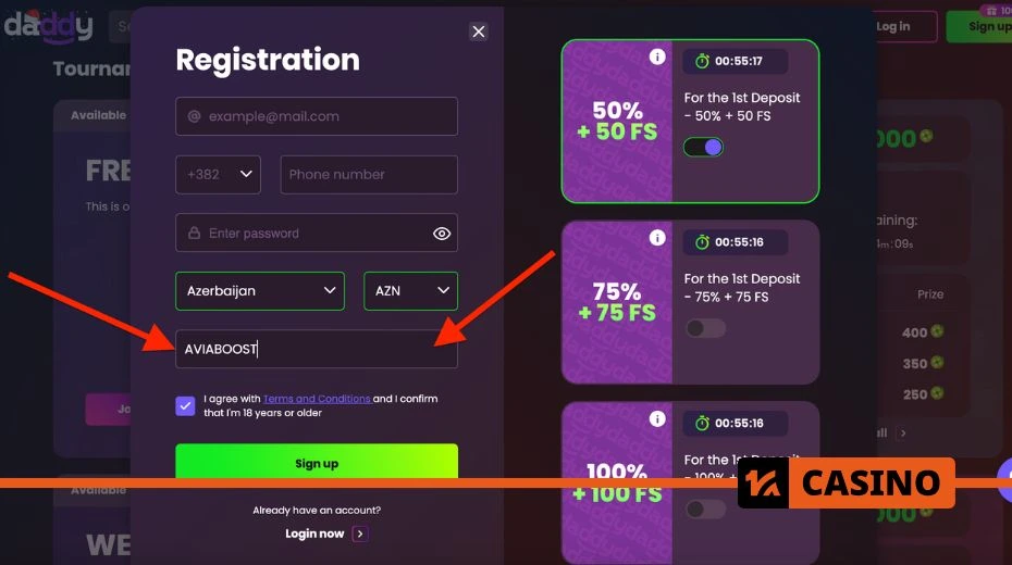 Процесс регистрации с Daddy casino промокодом для активации бонусов аккаунта