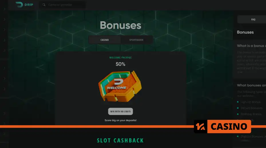 DRIP casino бонусы бүгін – нақты шарттар және ұтыссыз кэшбэк