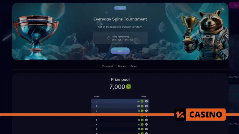 Everyday Spins Tournament in Kometa casino for players