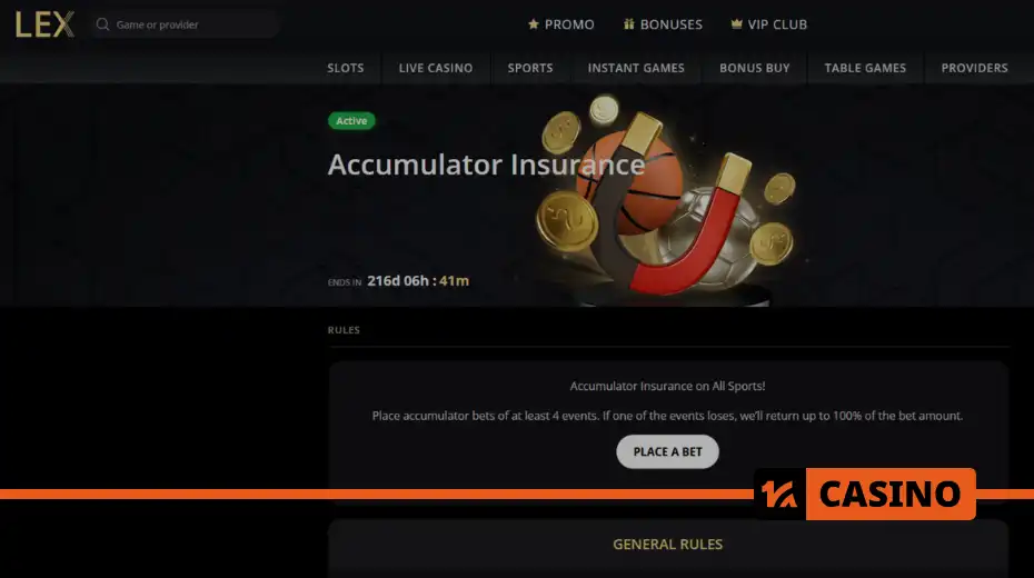 Express insurance in Lex casino participation rules