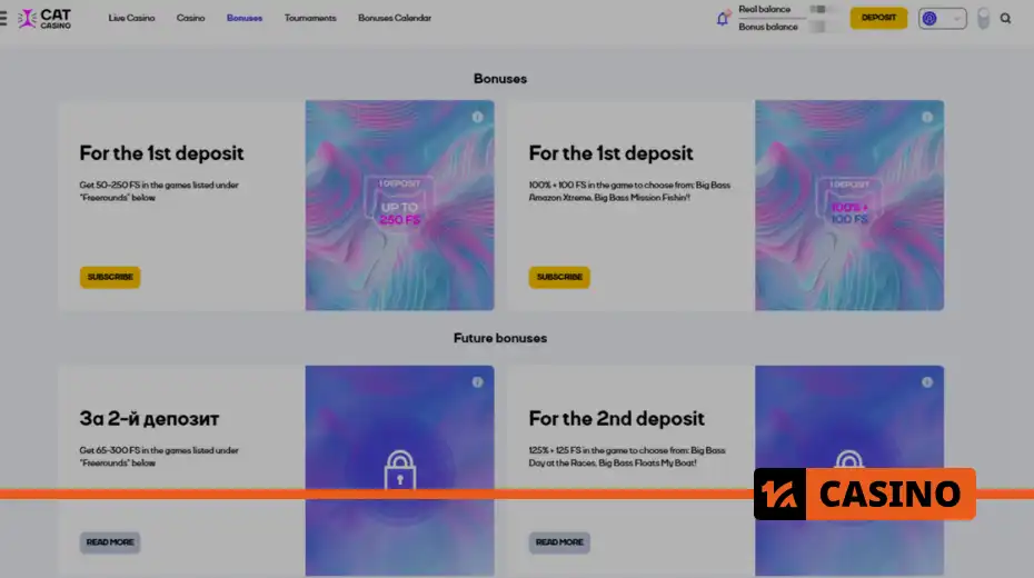 How to activate the first deposit bonus at Cat casino