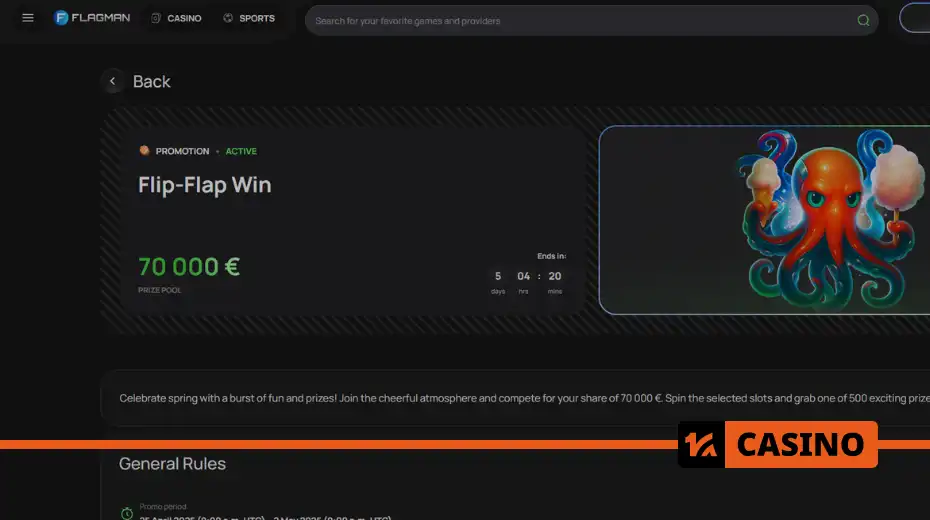 Flip-Flap Win в casino Flagman: турнир Pragmatic Play с реальными денежными призами