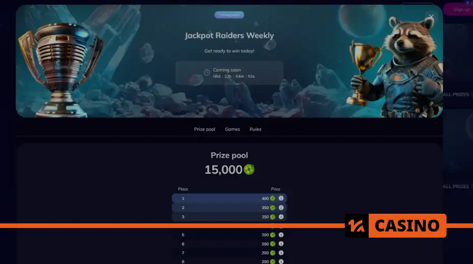 Jackpot Raiders Weekly at Kometa Casino how to join the tournament