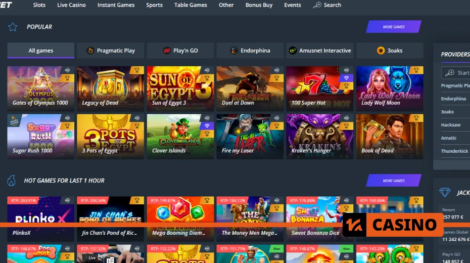 Jet casino: popüler oyunlar ve progresif jackpotlarla slot kataloğu