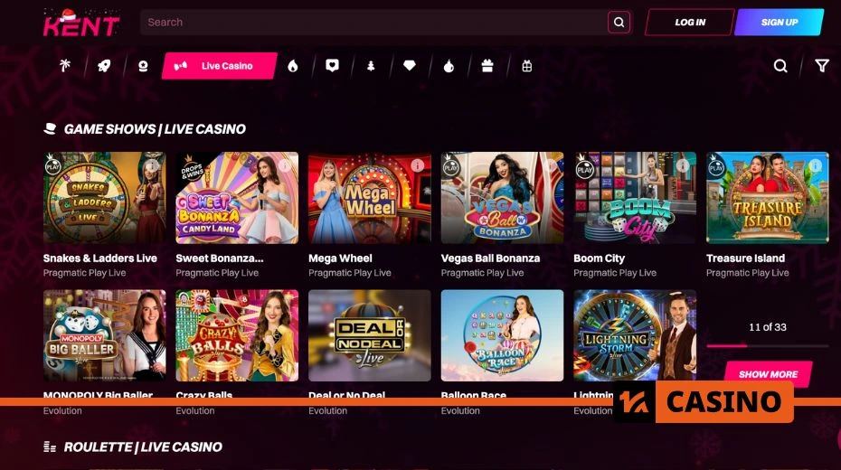 Kent Live Casino для игр с реальными дилерами в режиме реального времени