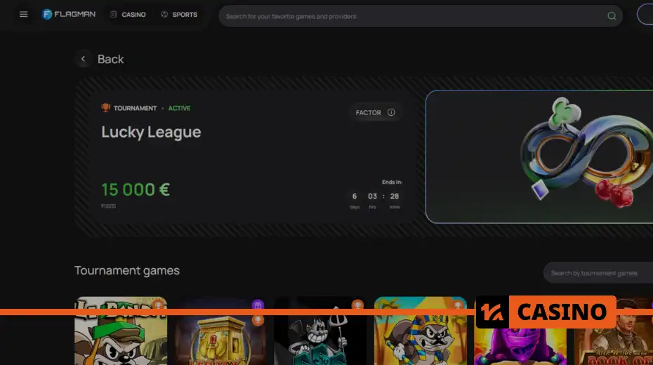  Lucky League at Flagman casino bonuses for prize positions