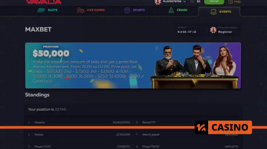 Vavada Maxbet: 50.000 USD ödül havuzlu turnuva