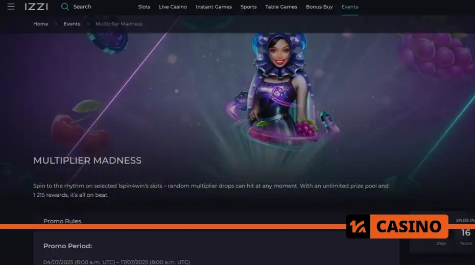Multiplier Madness в Izzi casino подарки в виде множителей