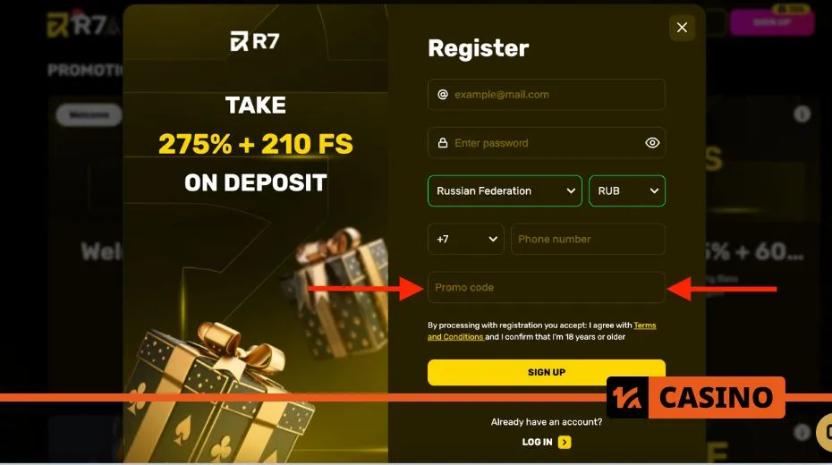 R7 casino promo code registration process to activate promotional rewards