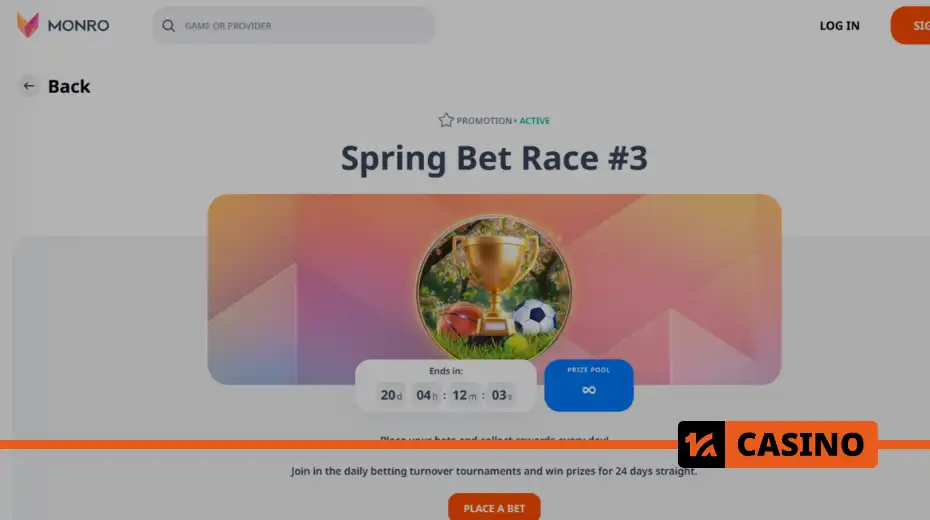 Spring Bet Race at Monro casino - bonuses and conditions for receiving freebets